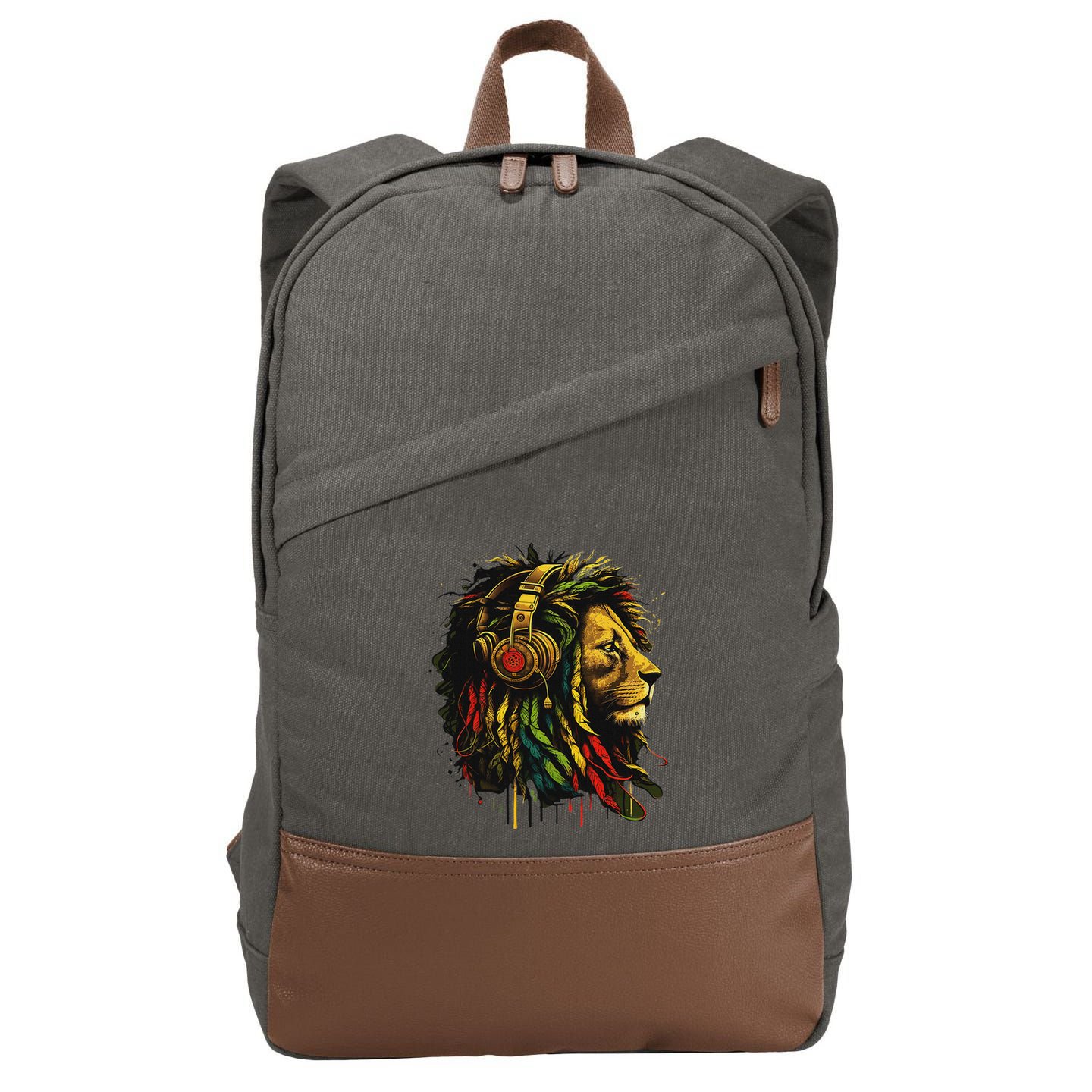 Rasta Reggae Music Headphones Jamaican Pride Lion Of Judah Cotton Canvas Backpack