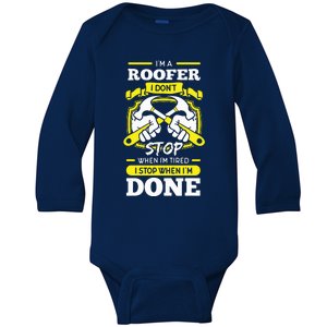 Roofer Roof Mechanic Construction Contractor Tradesperson Baby Long Sleeve Bodysuit