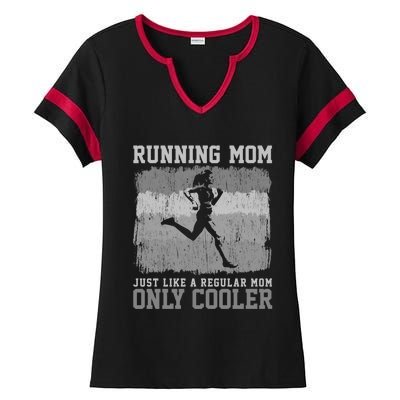 Retro Running Mom Funny Runner Marathon Athlete Humor Outfit Great Gift Ladies Halftime Notch Neck Tee