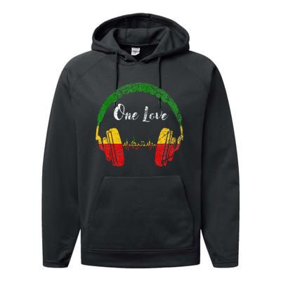 Rasta Reggae Music Headphones Jamaican Pride One Love Performance Fleece Hoodie