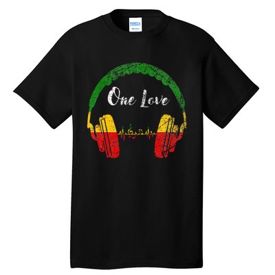 Rasta Reggae Music Headphones Jamaican Pride One Love Tall T-Shirt