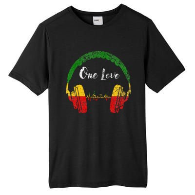 Rasta Reggae Music Headphones Jamaican Pride One Love Tall Fusion ChromaSoft Performance T-Shirt