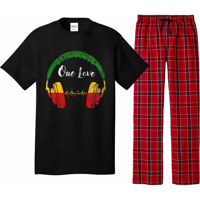 Rasta Reggae Music Headphones Jamaican Pride One Love Pajama Set