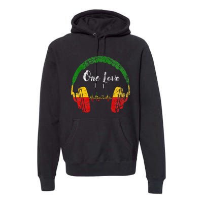 Rasta Reggae Music Headphones Jamaican Pride One Love Premium Hoodie