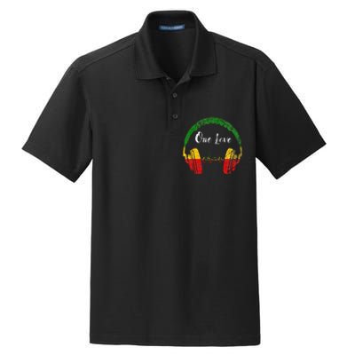 Rasta Reggae Music Headphones Jamaican Pride One Love Dry Zone Grid Polo