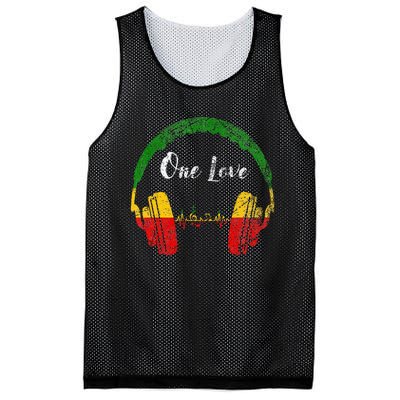 Rasta Reggae Music Headphones Jamaican Pride One Love Mesh Reversible Basketball Jersey Tank