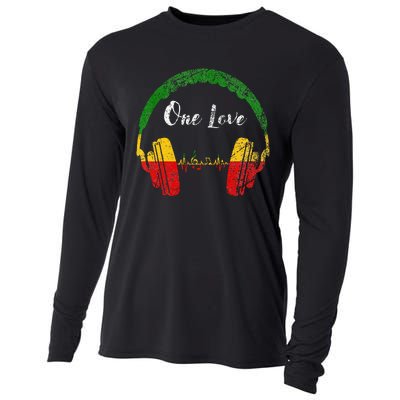 Rasta Reggae Music Headphones Jamaican Pride One Love Cooling Performance Long Sleeve Crew