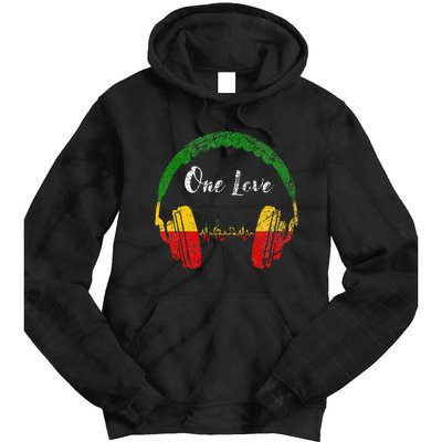 Rasta Reggae Music Headphones Jamaican Pride One Love Tie Dye Hoodie