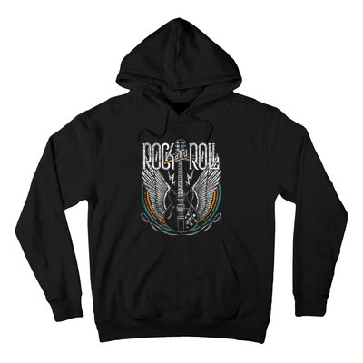 Rock & Roll Music Guitar Wings Vintage Retro Hoodie