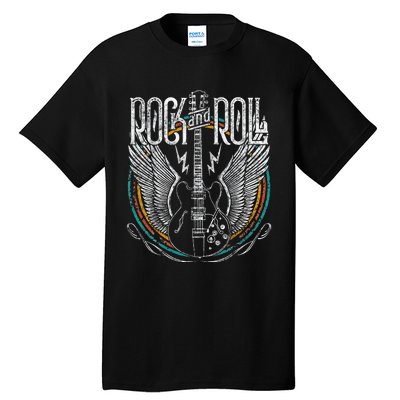 Rock & Roll Music Guitar Wings Vintage Retro Tall T-Shirt