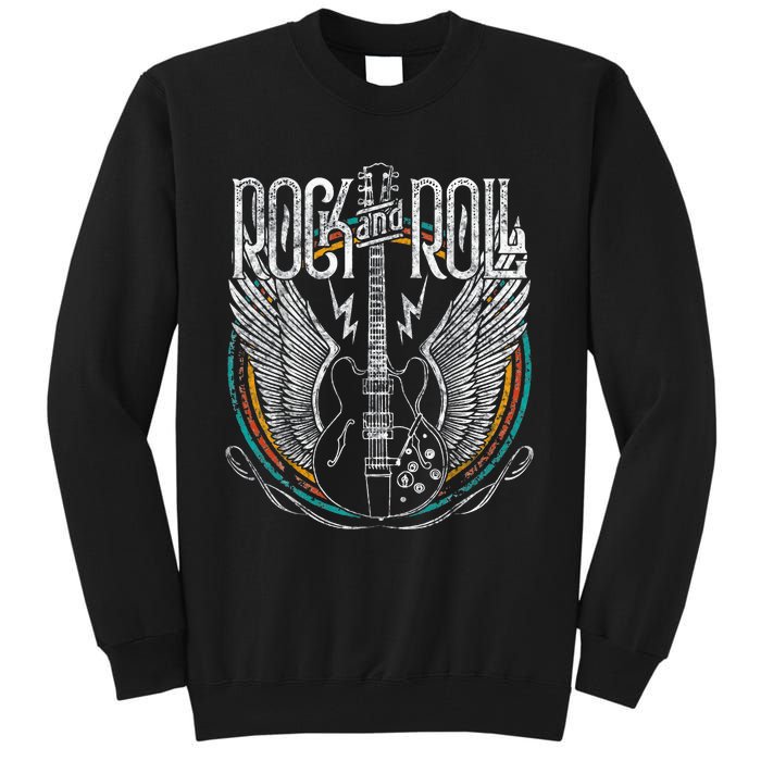 Rock & Roll Music Guitar Wings Vintage Retro Tall Sweatshirt