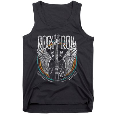 Rock & Roll Music Guitar Wings Vintage Retro Tank Top