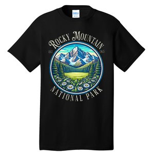 Retro Rocky Mountain National Park Hiking Camping Outdoor Tall T-Shirt