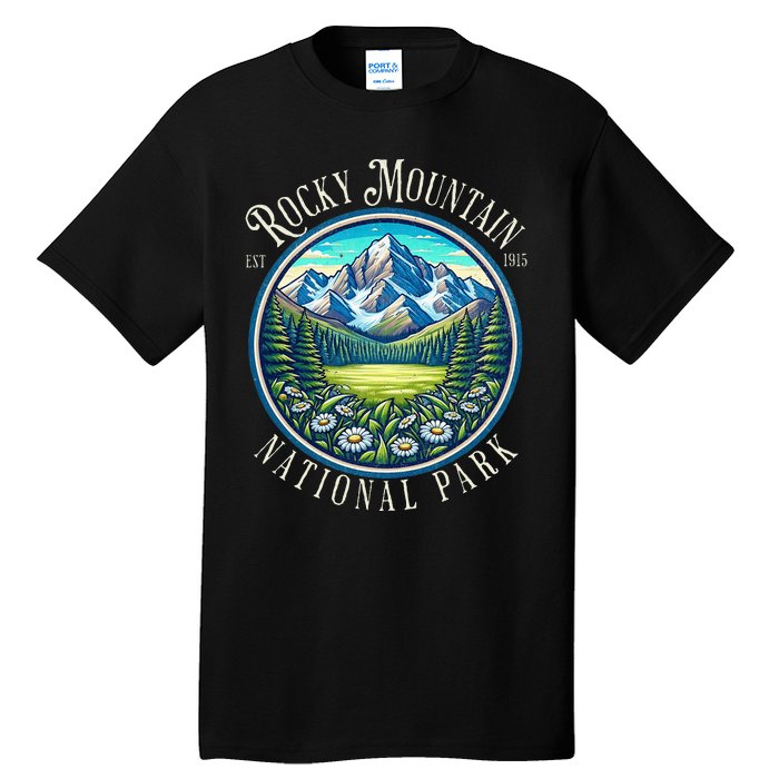 Retro Rocky Mountain National Park Hiking Camping Outdoor Tall T-Shirt