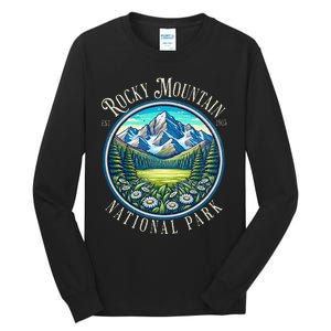 Retro Rocky Mountain National Park Hiking Camping Outdoor Tall Long Sleeve T-Shirt