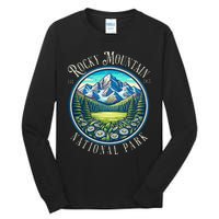 Retro Rocky Mountain National Park Hiking Camping Outdoor Tall Long Sleeve T-Shirt