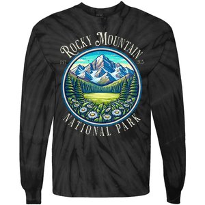 Retro Rocky Mountain National Park Hiking Camping Outdoor Tie-Dye Long Sleeve Shirt