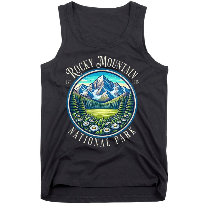 Retro Rocky Mountain National Park Hiking Camping Outdoor Tank Top