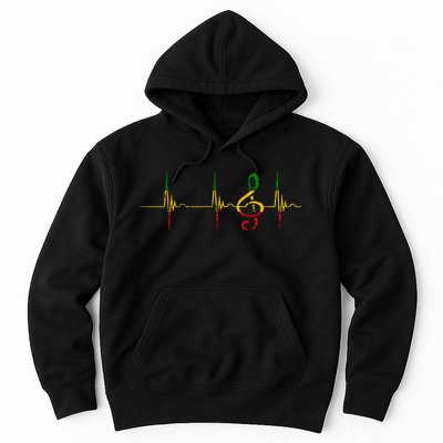 Rasta Reggae Music Note Rastafari Roots Heartbeat EKG Pulse Hoodie