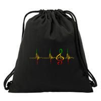 Rasta Reggae Music Note Rastafari Roots Heartbeat EKG Pulse Drawstring Bag