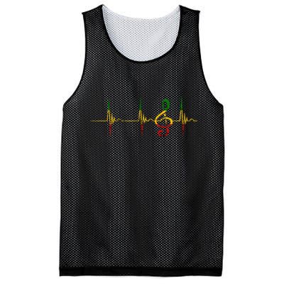 Rasta Reggae Music Note Rastafari Roots Heartbeat EKG Pulse Mesh Reversible Basketball Jersey Tank