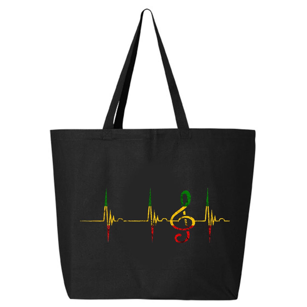 Rasta Reggae Music Note Rastafari Roots Heartbeat EKG Pulse 25L Jumbo Tote