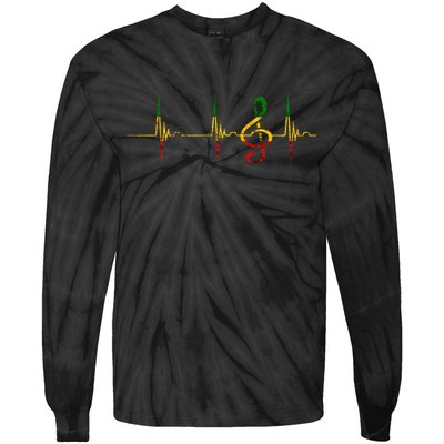 Rasta Reggae Music Note Rastafari Roots Heartbeat EKG Pulse Tie-Dye Long Sleeve Shirt