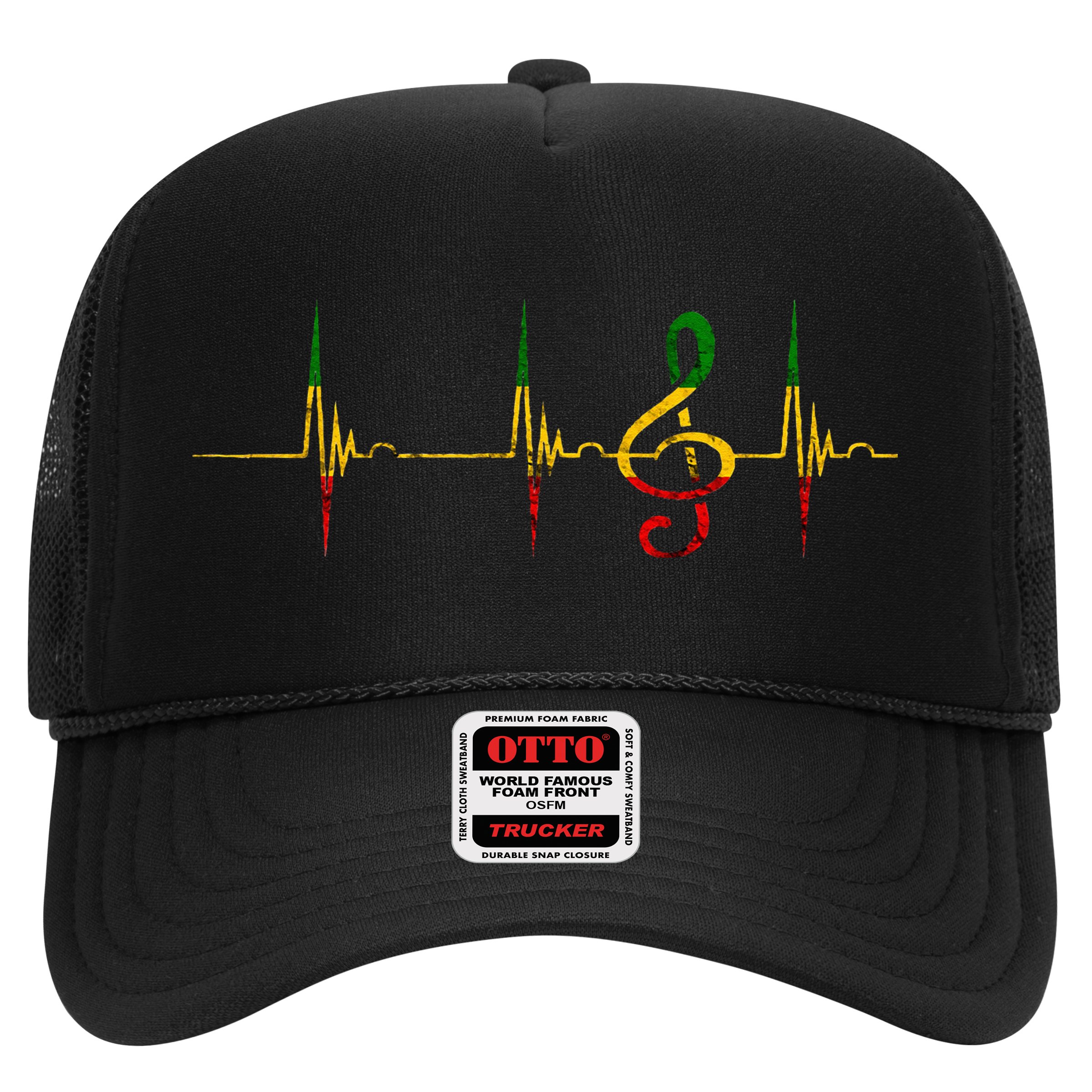 Rasta Reggae Music Note Rastafari Roots Heartbeat EKG Pulse Hat