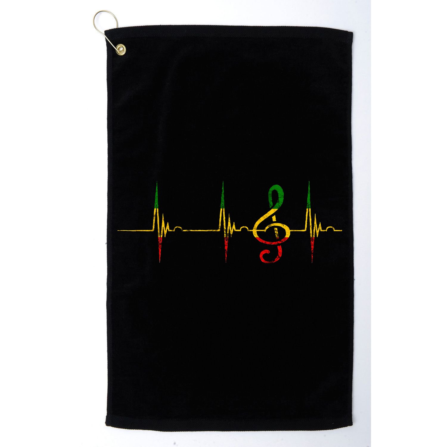 Rasta Reggae Music Note Rastafari Roots Heartbeat EKG Pulse Golf Towel