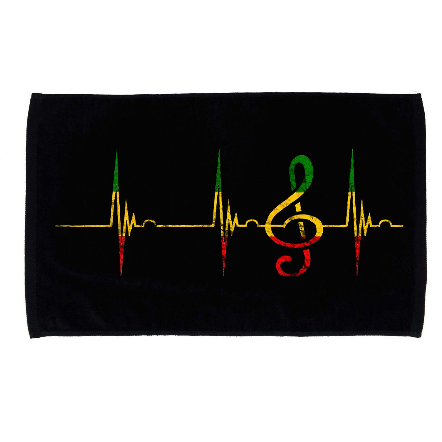 Rasta Reggae Music Note Rastafari Roots Heartbeat EKG Pulse Microfiber Hand Towel