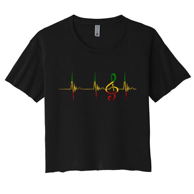 Rasta Reggae Music Note Rastafari Roots Heartbeat EKG Pulse Crop Top