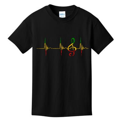 Rasta Reggae Music Note Rastafari Roots Heartbeat EKG Pulse Kids T-Shirt
