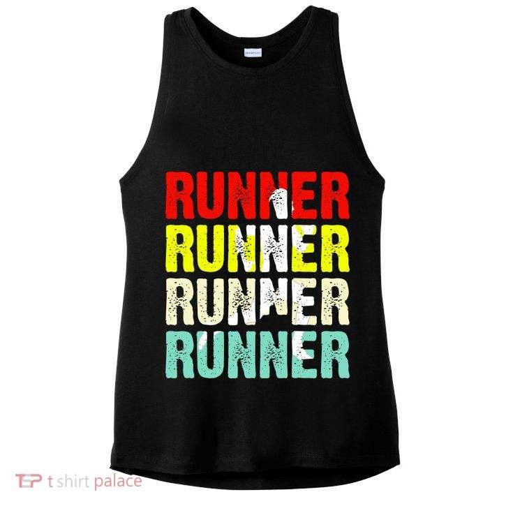Runner Running Marathoner Retro Vintage Ladies PosiCharge Tri-Blend Wicking Tank