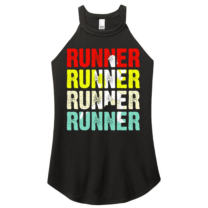 Runner Running Marathoner Retro Vintage Women's Perfect Tri Rocker Tank