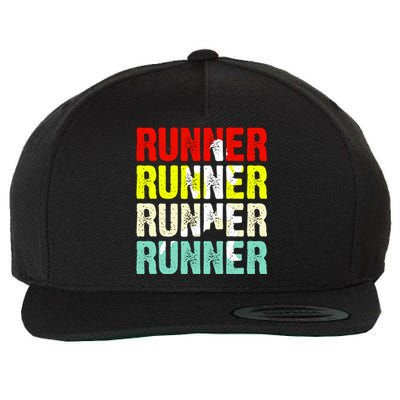 Runner Running Marathoner Retro Vintage Wool Snapback Cap