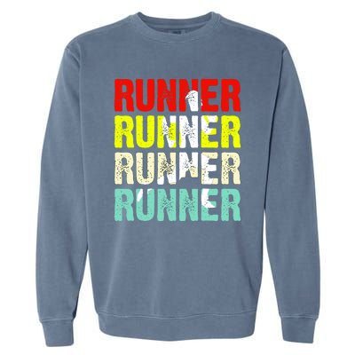 Runner Running Marathoner Retro Vintage Garment-Dyed Sweatshirt