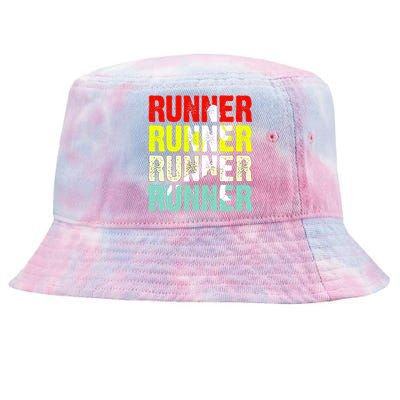 Runner Running Marathoner Retro Vintage Tie-Dyed Bucket Hat