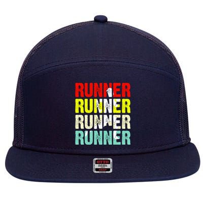 Runner Running Marathoner Retro Vintage 7 Panel Mesh Trucker Snapback Hat