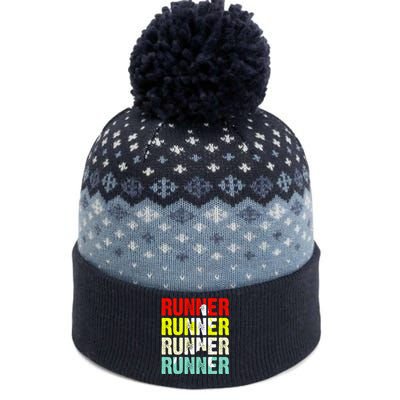 Runner Running Marathoner Retro Vintage The Baniff Cuffed Pom Beanie