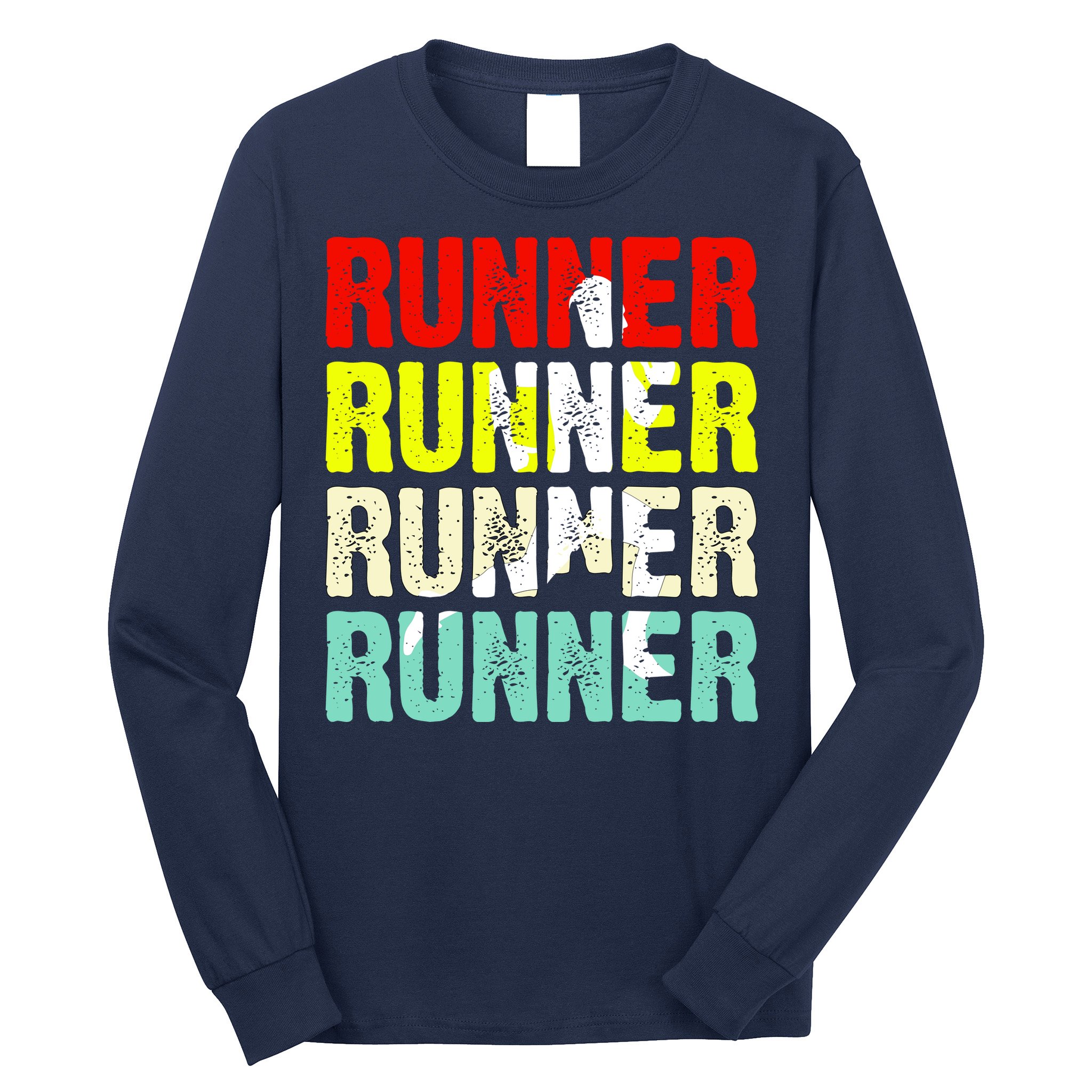 Runner Running Marathoner Retro Vintage Long Sleeve Shirt
