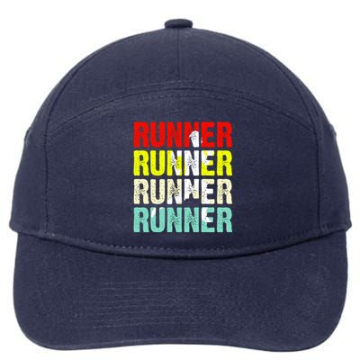 Runner Running Marathoner Retro Vintage 7-Panel Snapback Hat