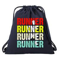 Runner Running Marathoner Retro Vintage Drawstring Bag