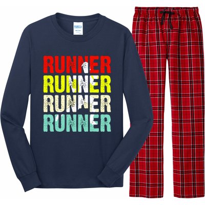 Runner Running Marathoner Retro Vintage Long Sleeve Pajama Set