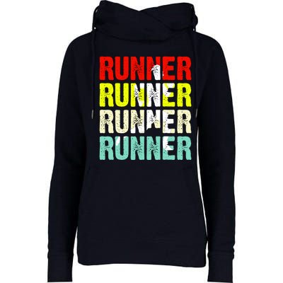 Runner Running Marathoner Retro Vintage Womens Funnel Neck Pullover Hood