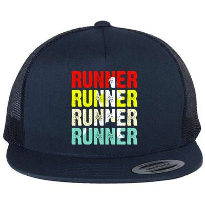 Runner Running Marathoner Retro Vintage Flat Bill Trucker Hat