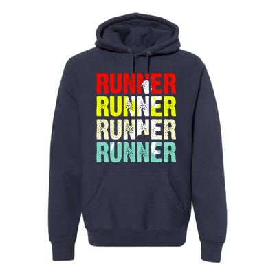 Runner Running Marathoner Retro Vintage Premium Hoodie