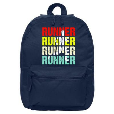 Runner Running Marathoner Retro Vintage 16 in Basic Backpack