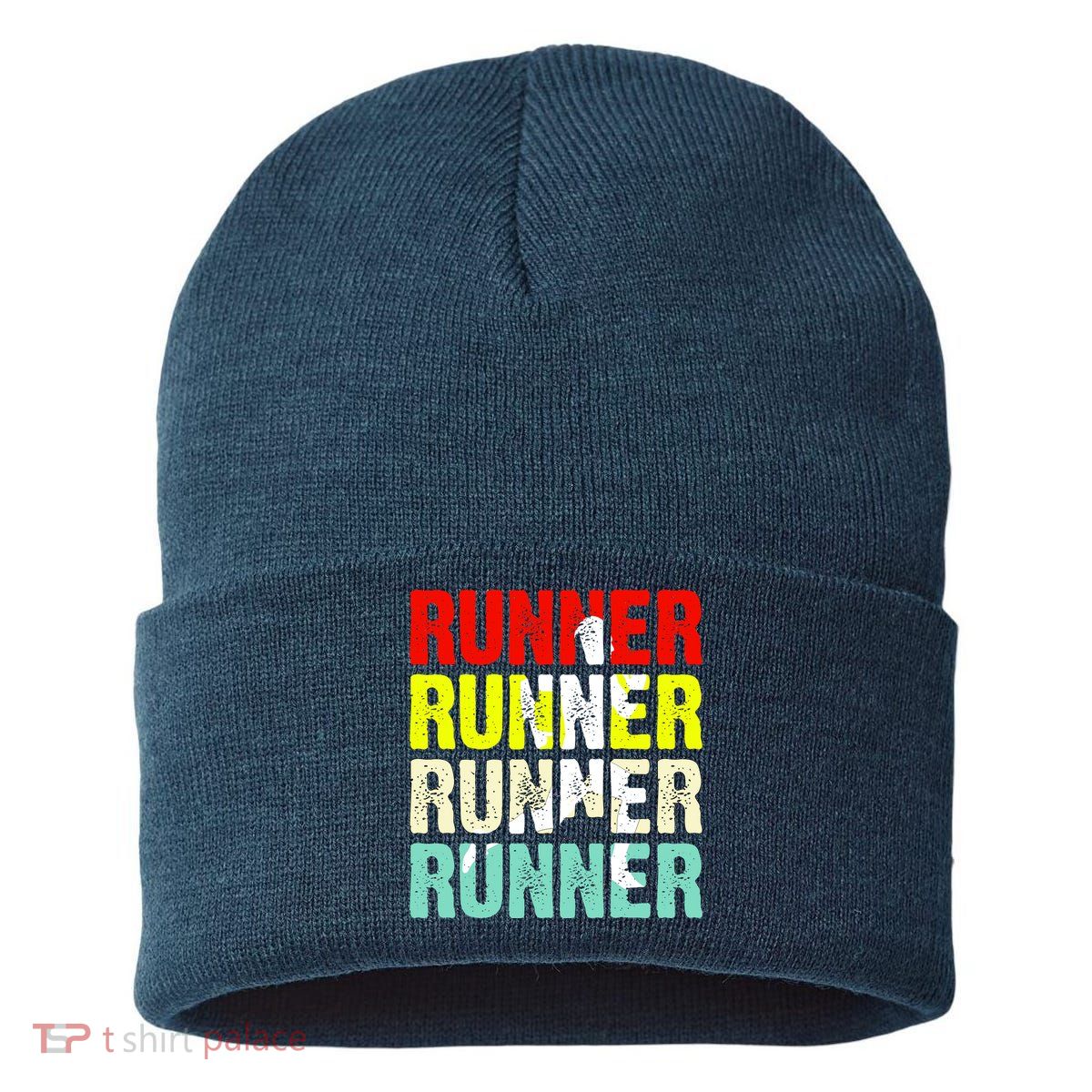 Runner Running Marathoner Retro Vintage Sustainable Knit Beanie