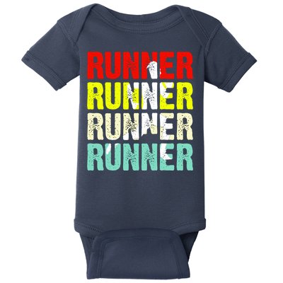 Runner Running Marathoner Retro Vintage Baby Bodysuit