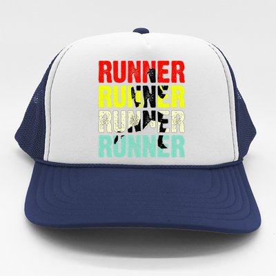 Runner Running Marathoner Retro Vintage Trucker Hat